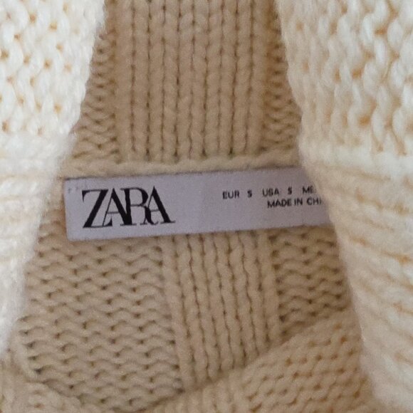 ZARA | Ribbed Wool Turtleneck Cream oversized Sz S - Picture 4 of 5